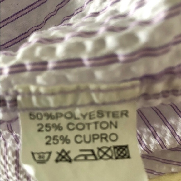 Men’s Button Down Striped Lilac and White Shirt Size Large - Picture 7 of 7